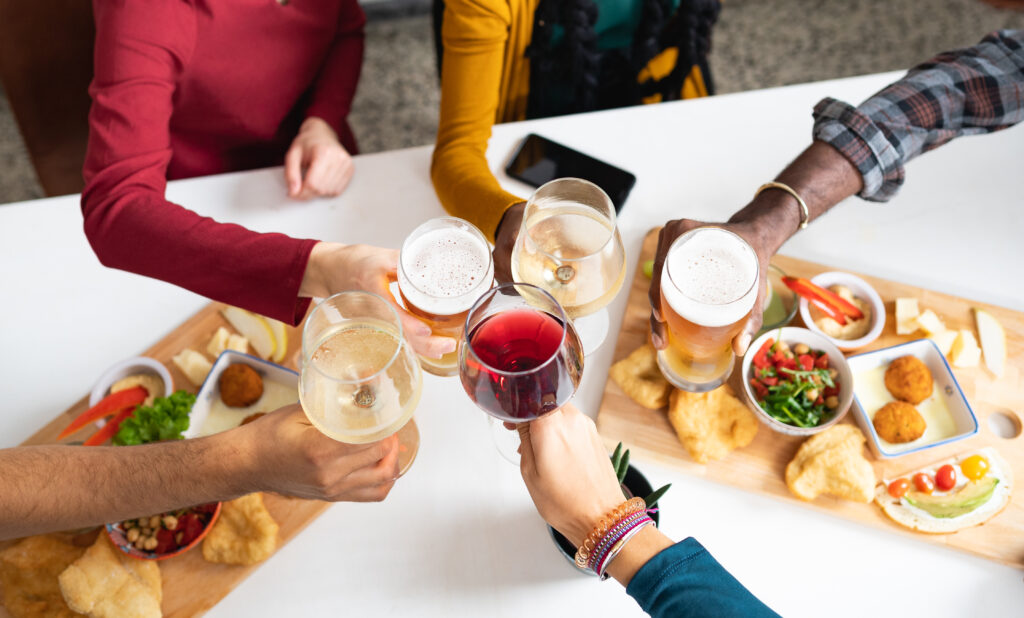 top view of happy hour at pub
